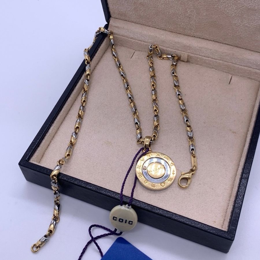 BVLGARI寶格麗十二星座符號系列項鍊 18k黃金+精鋼 經典款式 鏈長約50cm-7