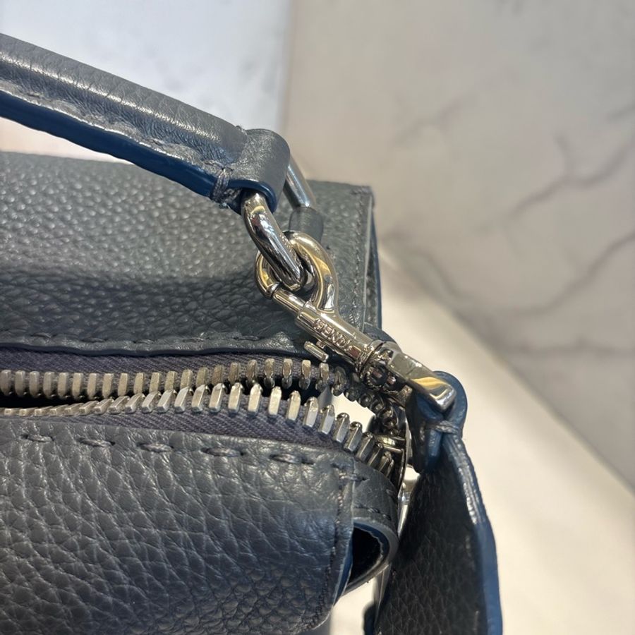 Fendi芬迪LEI SELLERIA 全皮手袋锡器灰-14