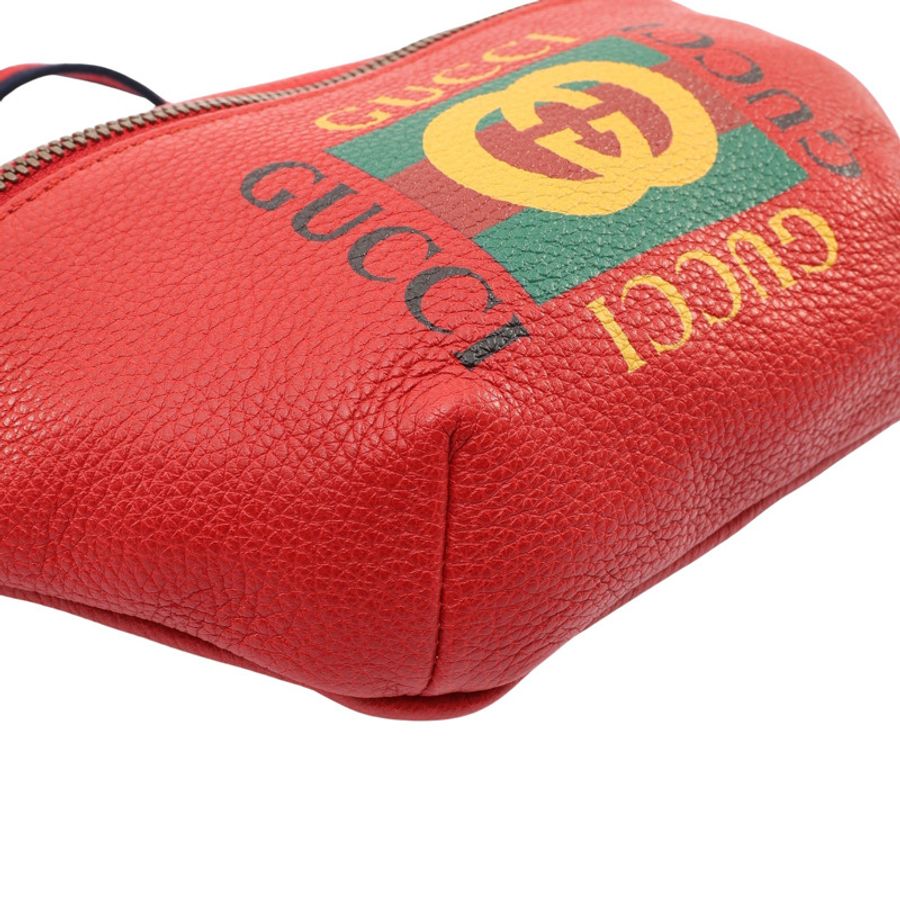 GUCCI 古馳 Logo Belt 腰包 紅色 牛皮 527792-7