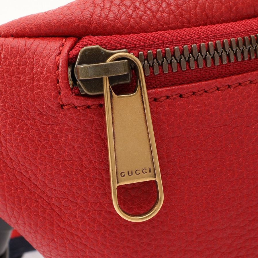 GUCCI 古馳 Logo Belt 腰包 紅色 牛皮 527792-9