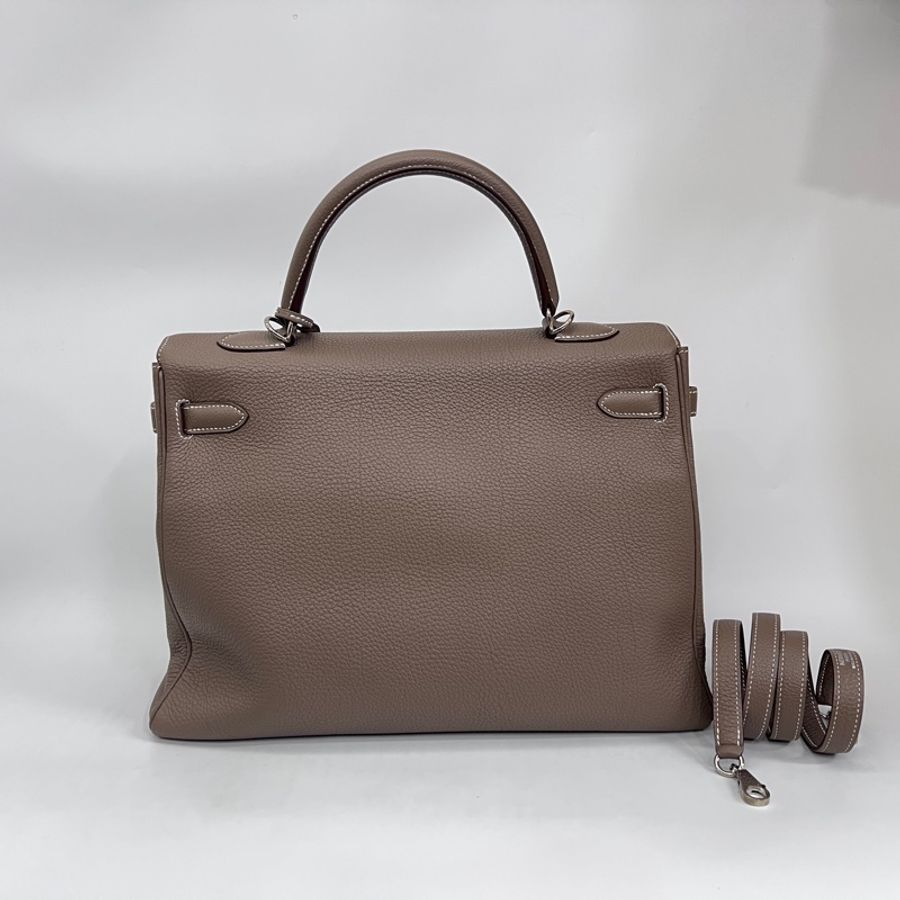 Hermes 18大象灰Togo皮銀釦Kelly35手提肩背包-1