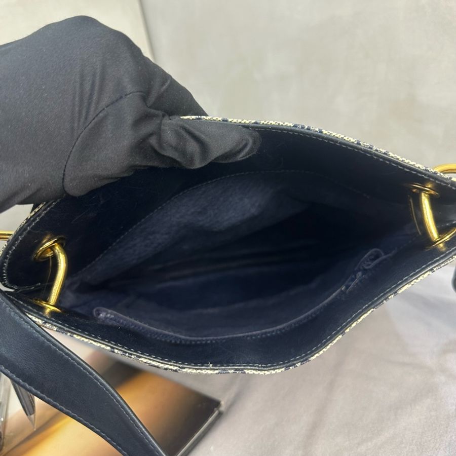 【赫蒂國際精品】Gucci 藍色老花皮革編織拼接側背包vintage-22