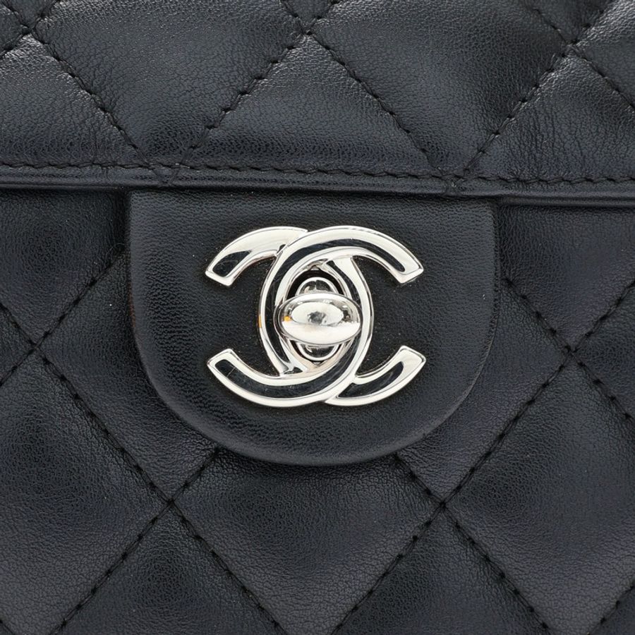 CHANEL 香奈兒 康朋 Cambon Camera 肩背包 黑色 菱格紋 牛皮 銀扣 無卡 A28210-5