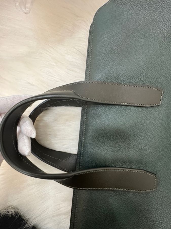 愛馬仕 Hermes C刻 Citynews Briefcase 公文包 Togo皮 銀扣 墨綠色 Togo C 刻尺寸:38×28×8-15