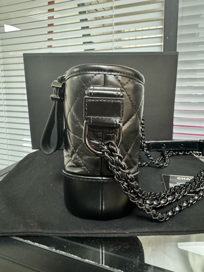 chanel 香奈兒Cheney 小號so black流浪黑金油蠟皮復古菱格鏈條-2