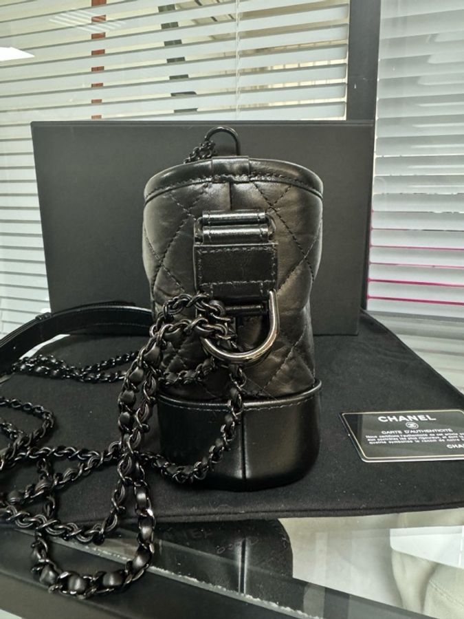 chanel 香奈兒Cheney 小號so black流浪黑金油蠟皮復古菱格鏈條-3