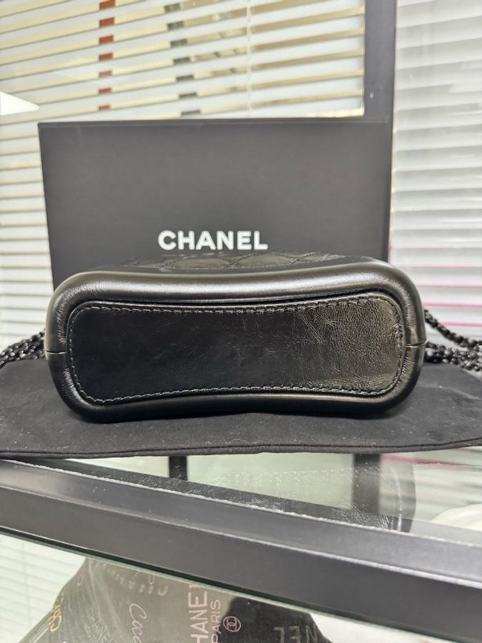 chanel 香奈兒Cheney 小號so black流浪黑金油蠟皮復古菱格鏈條-4