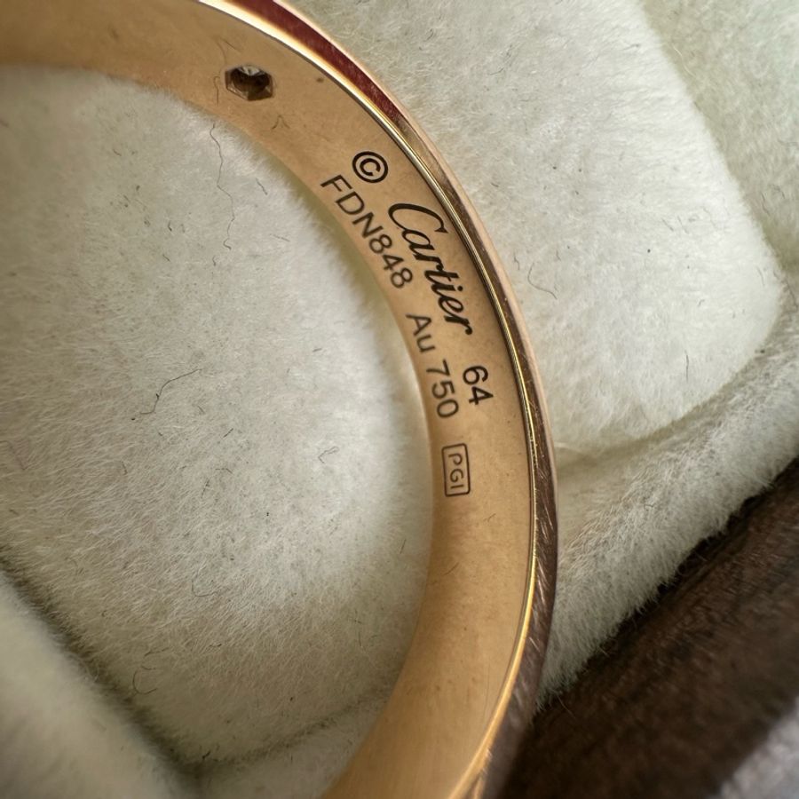 Cartier 卡地亞 love系列 單鑽窄版玫瑰金戒指 64碼-5
