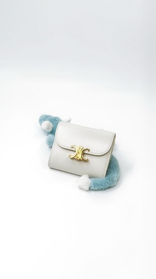 CELINE 經典凱旋門短夾 白色 ✨ Wisher惟奢名品✨-1