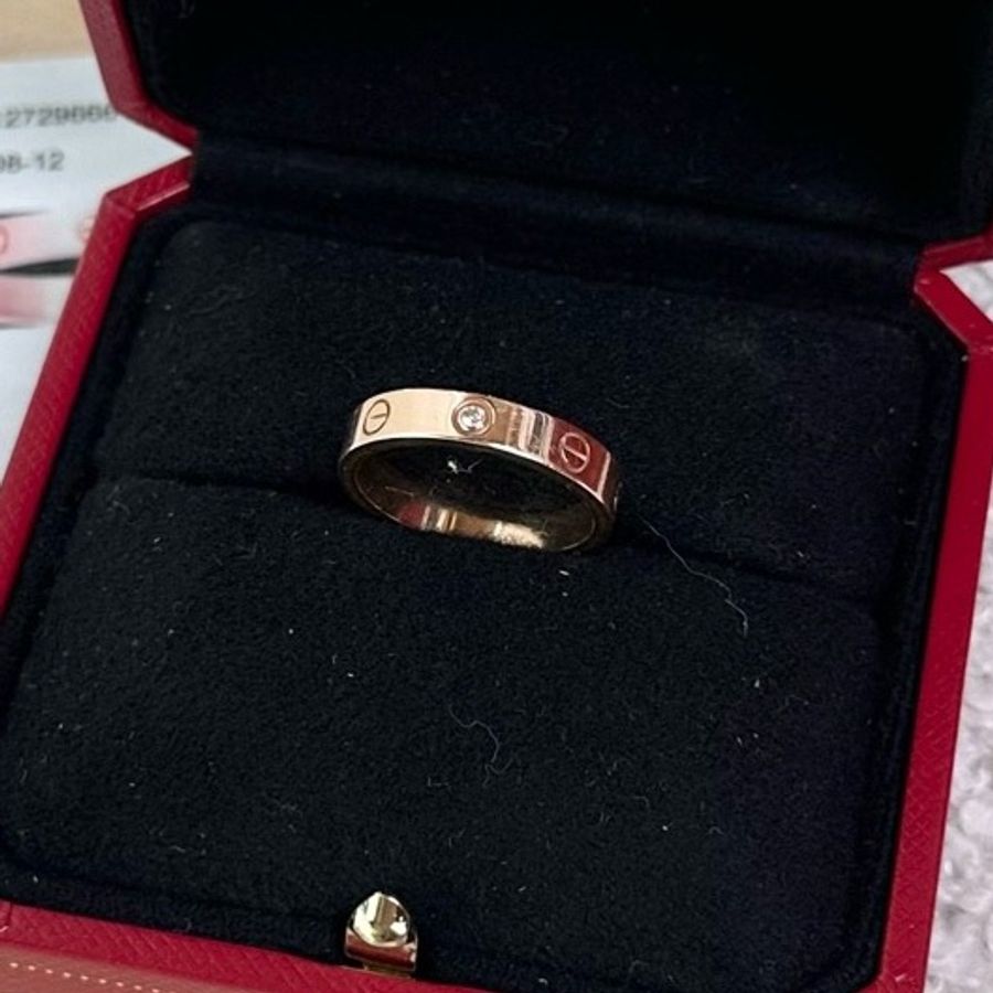 Cartier 卡地亞 Love系列 窄版單鑽玫瑰金-3