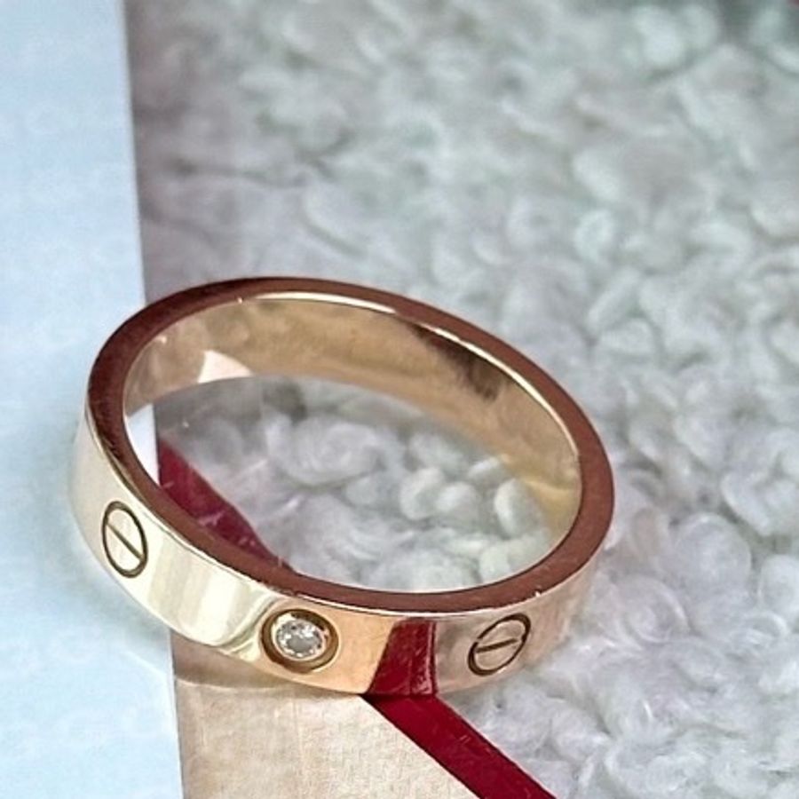 Cartier 卡地亞 Love系列 窄版單鑽玫瑰金-4
