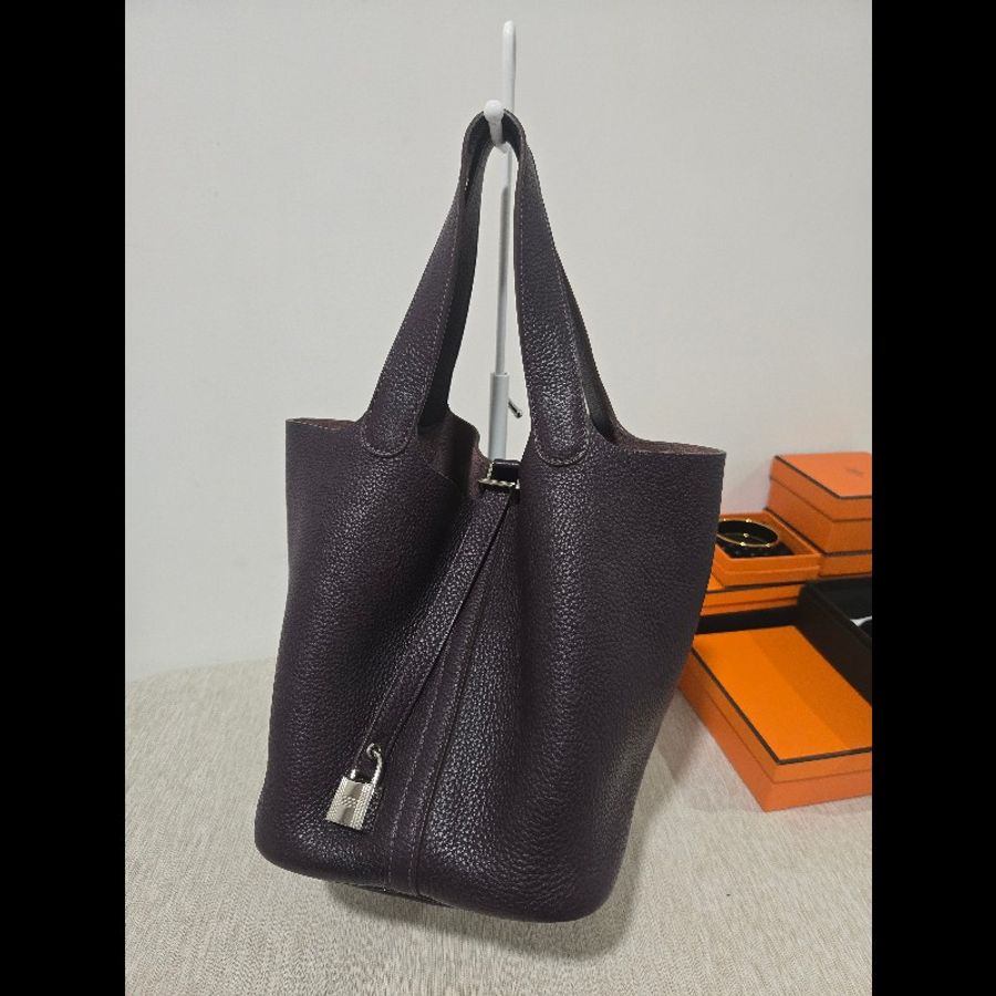 愛馬仕 Hermes picotin 22 黑加侖色 菜籃子-7