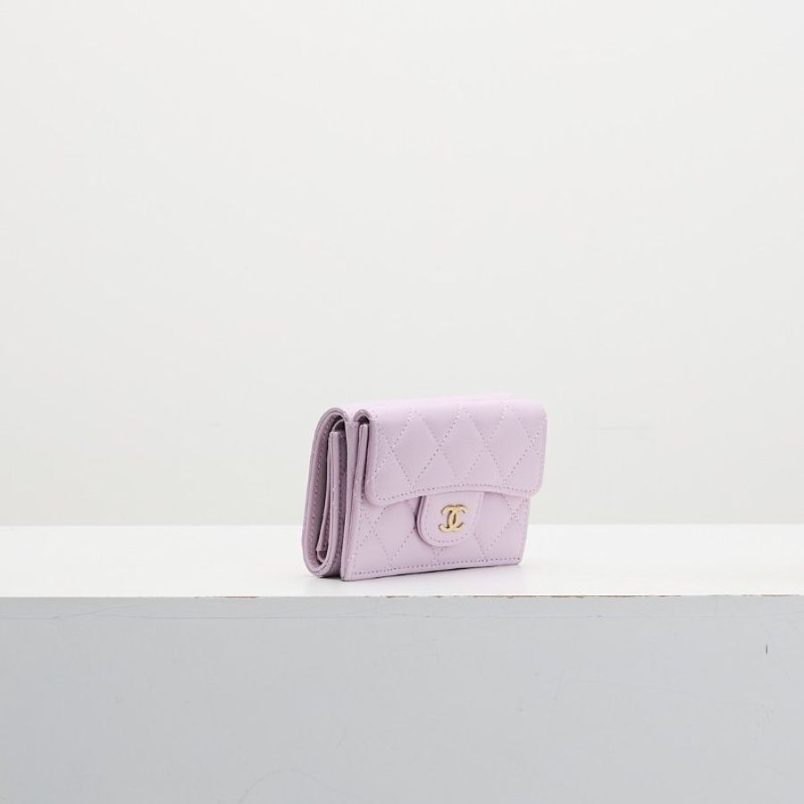 二手Chanel mini 三折短夾/粉金牛-2