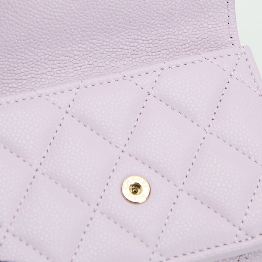 二手Chanel mini 三折短夾/粉金牛-14