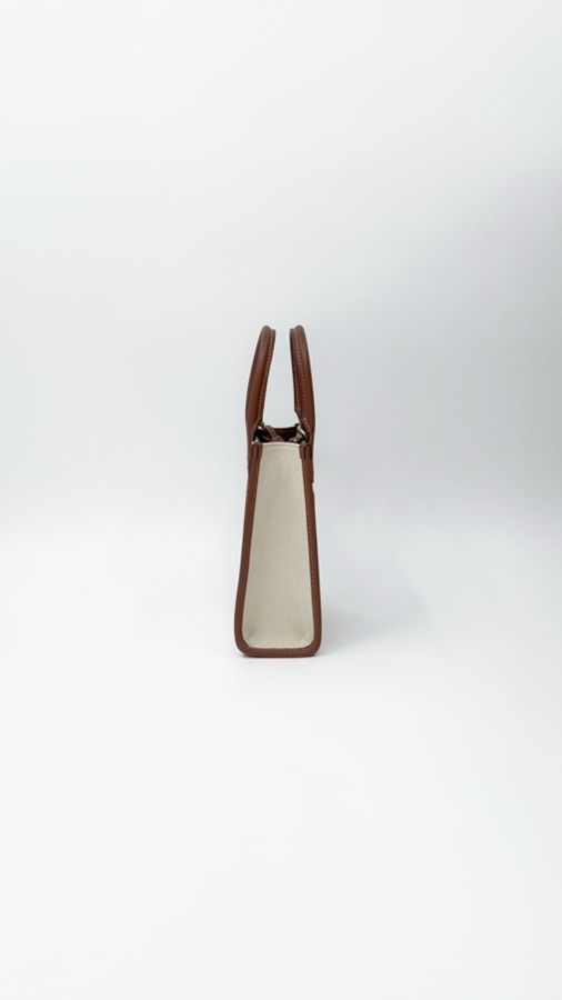 Burberry TB 金釦燕麥帆布拼皮革 迷你琴譜包✨ Wisher惟奢名品✨-8