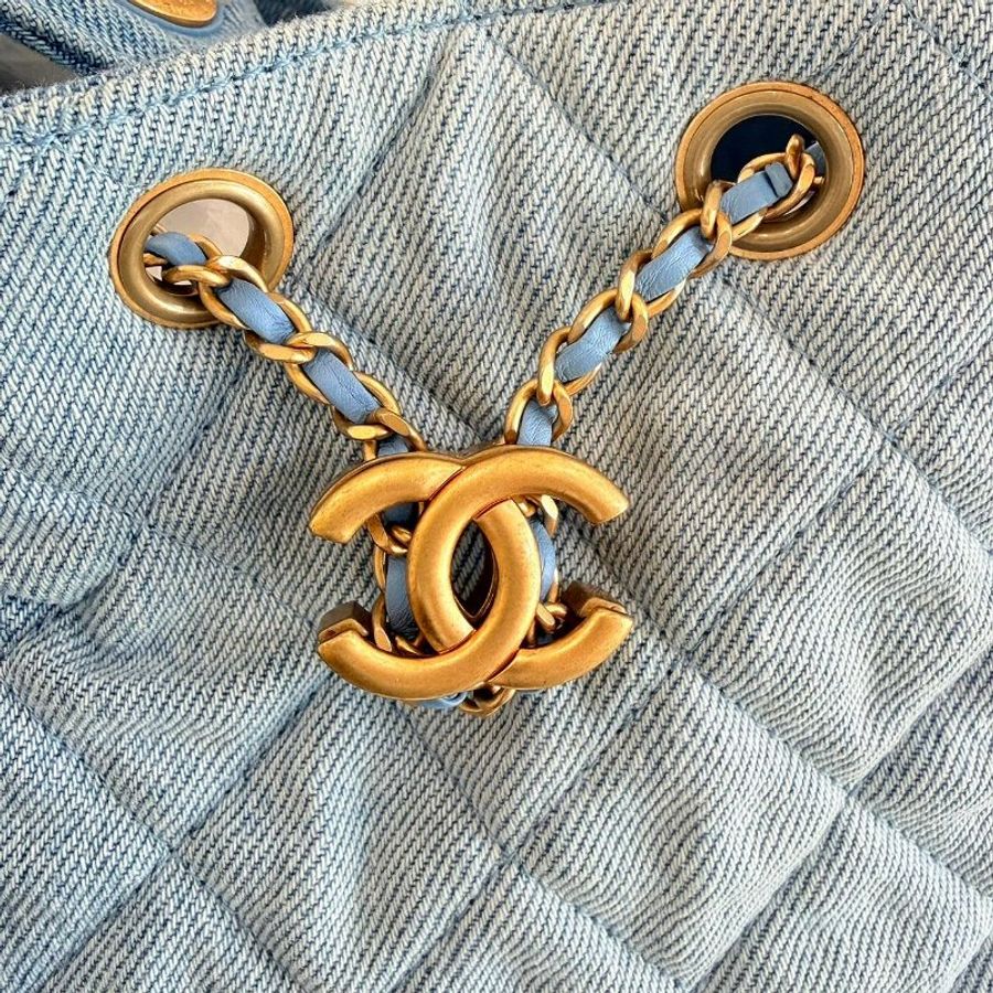 *SHIHNA名牌精品*CHANEL 25 Hobo Small 牛仔金釦肩背包-1
