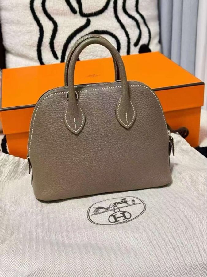 Hermes mini bolide 保齡球包 大象灰 銀扣 山羊皮 G刻-1
