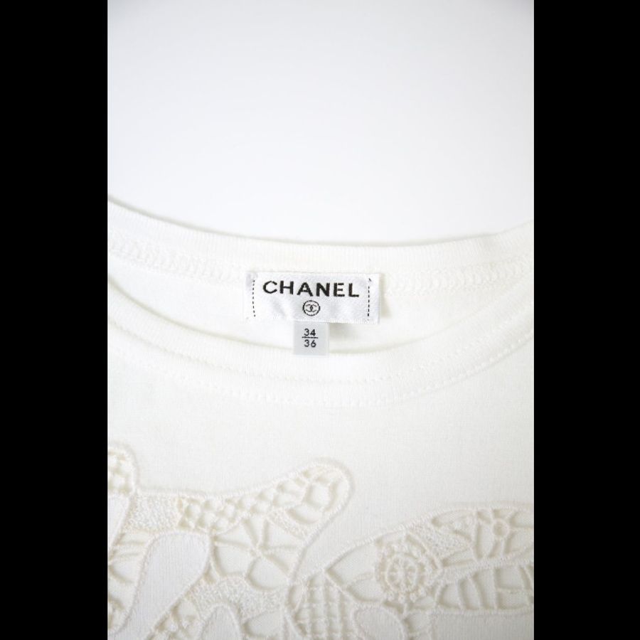 Chanel 20P白色镂空编织图案短袖上衣外套-7