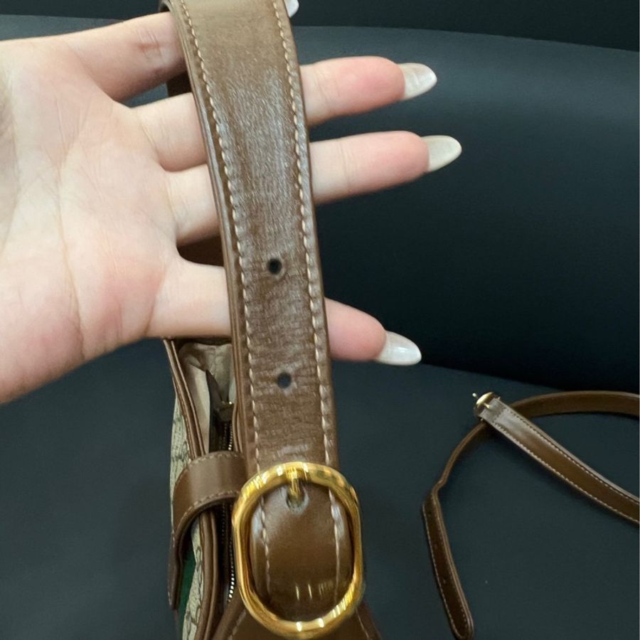 Gucci古馳jackie1961老花拼皮腋下包 033黑標-5
