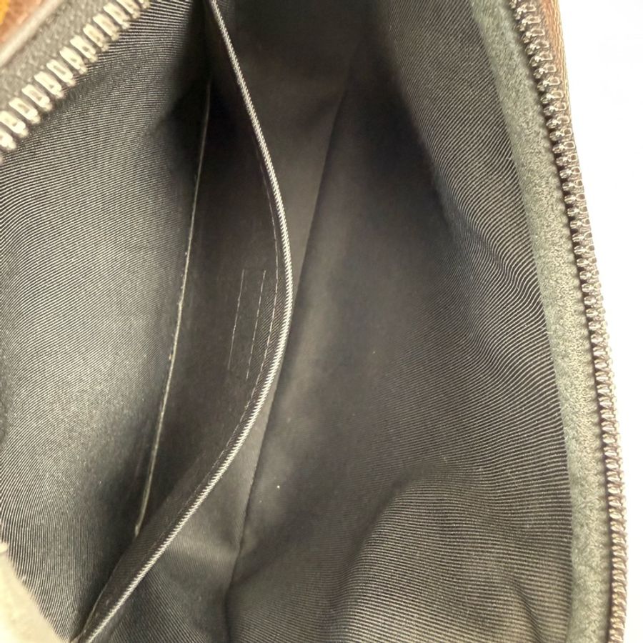 LV路易威登/Louis Vuitton S Lock Monogram Macassar 塗層棕色老花帆布 斜挎包手提包 黑色五金 芯片款 附件：肩帶-6