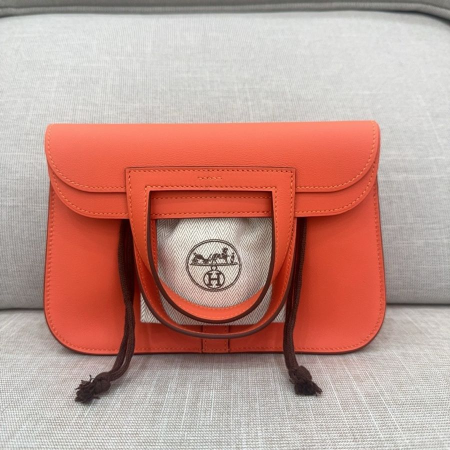 JK國際二手精品✨全新Hermes mini Halzan 橙色/橘色 最新G刻印 專櫃售價20幾萬-0