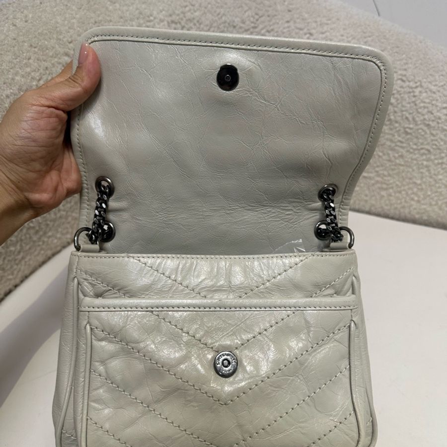 YSL/聖羅蘭 白色Niki小號鏈條包,新款D扣-9