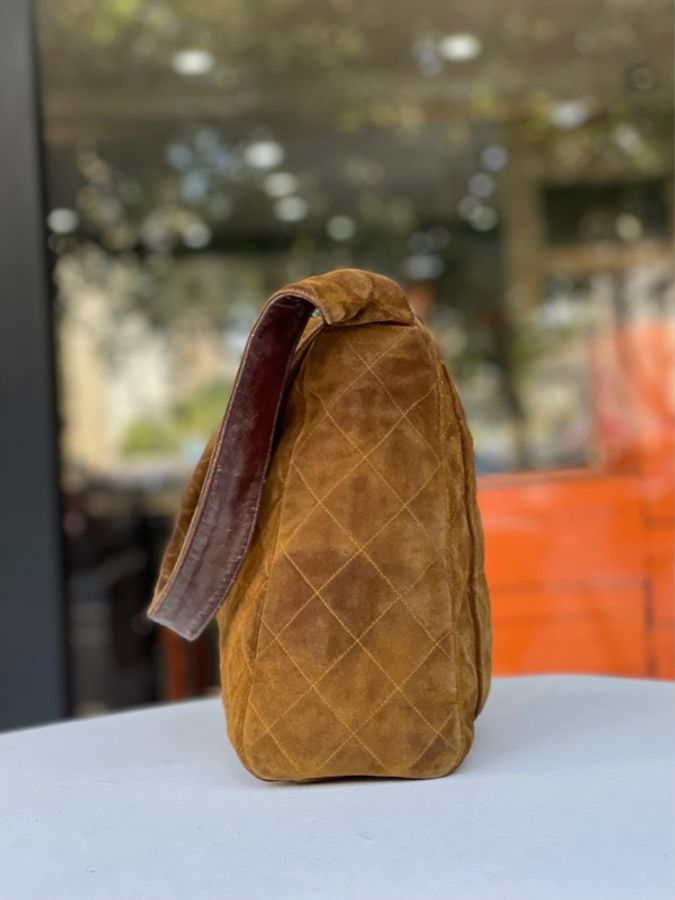 Chanel • 稀有焦糖色麂皮銀釦Kelly單肩包-8