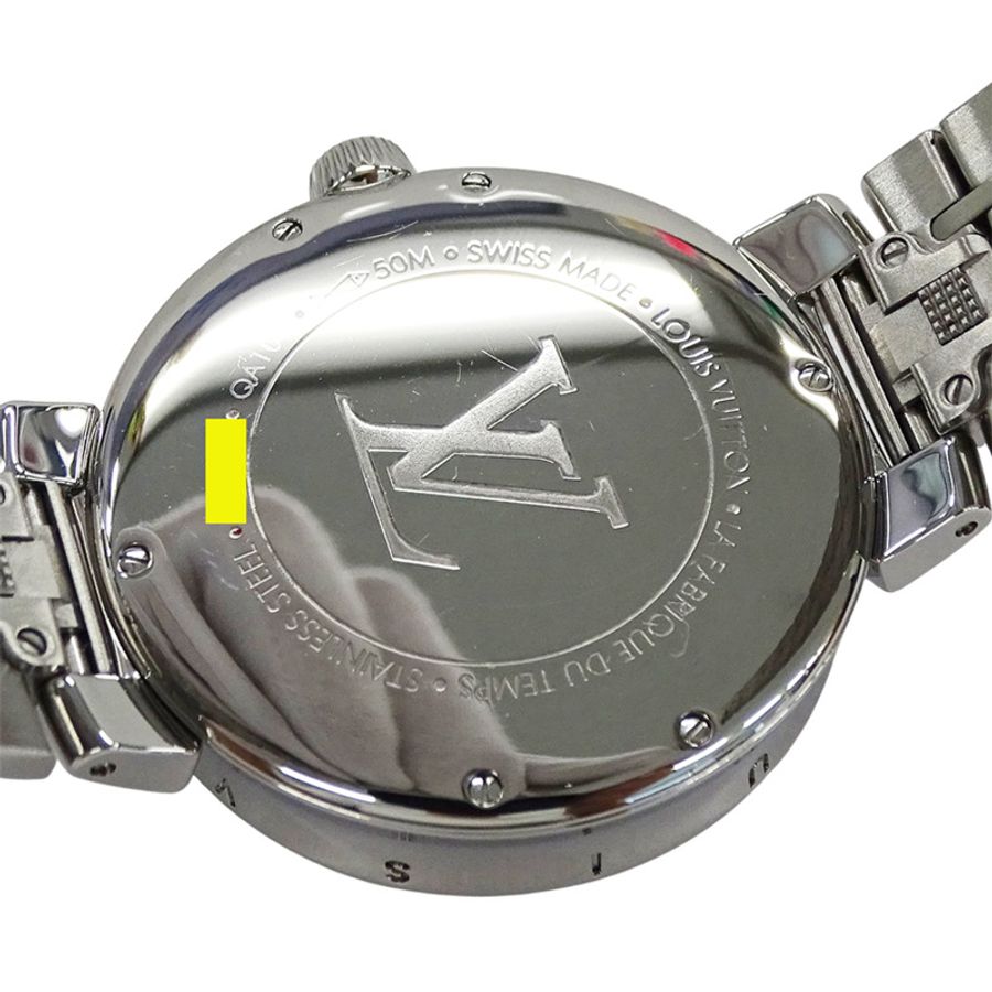 路易威登 (Louis Vuitton) 女士腕錶,Tambour Moon 雙時區,石英機芯,不鏽鋼錶殼 (QA104),銀色-5