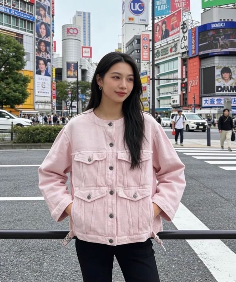 Chanel Jacket 粉紅圓領金扣短外套-1