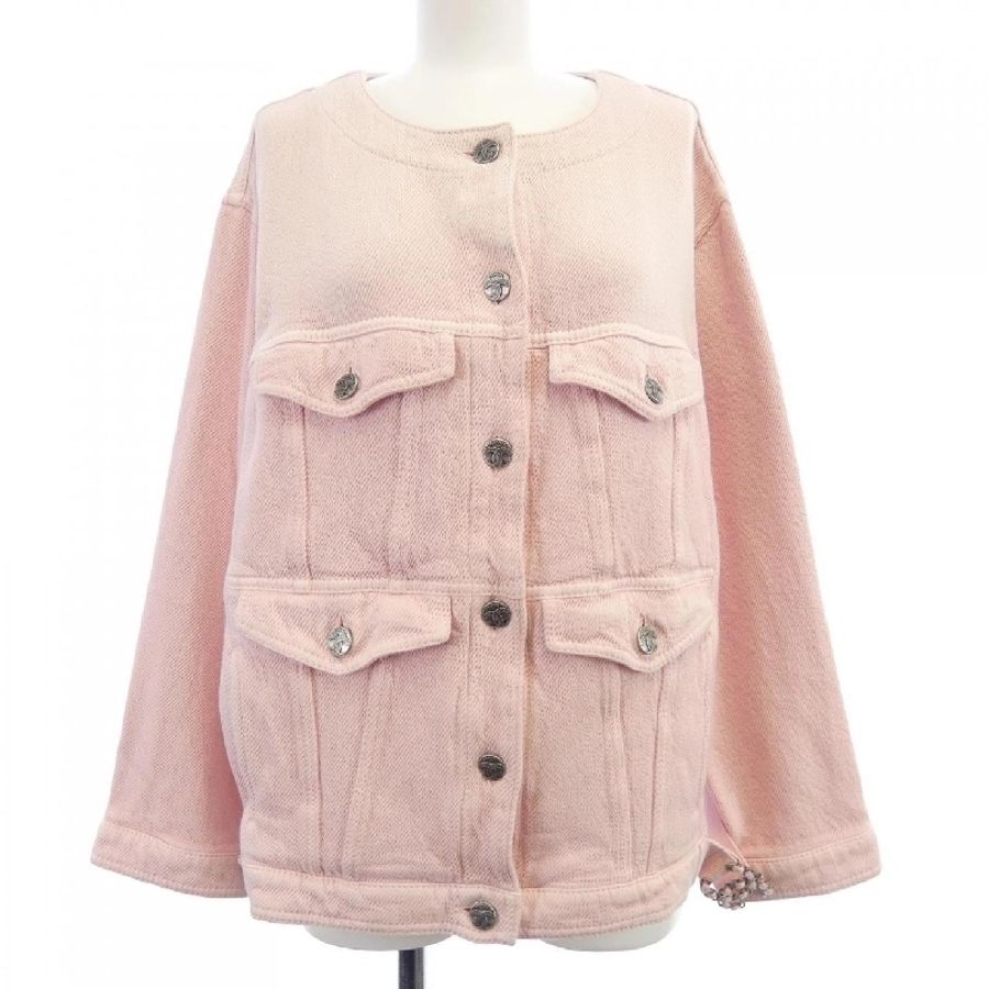 Chanel Jacket 粉紅圓領金扣短外套-2