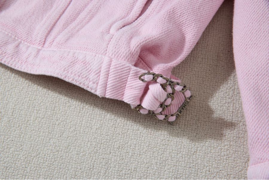 Chanel Jacket 粉紅圓領金扣短外套-4