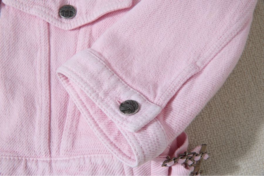 Chanel Jacket 粉紅圓領金扣短外套-6
