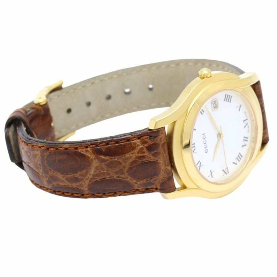GUCCI G-Class 5400M 女士腕錶,不鏽鋼錶殼搭配皮革錶帶,型號 130560-3
