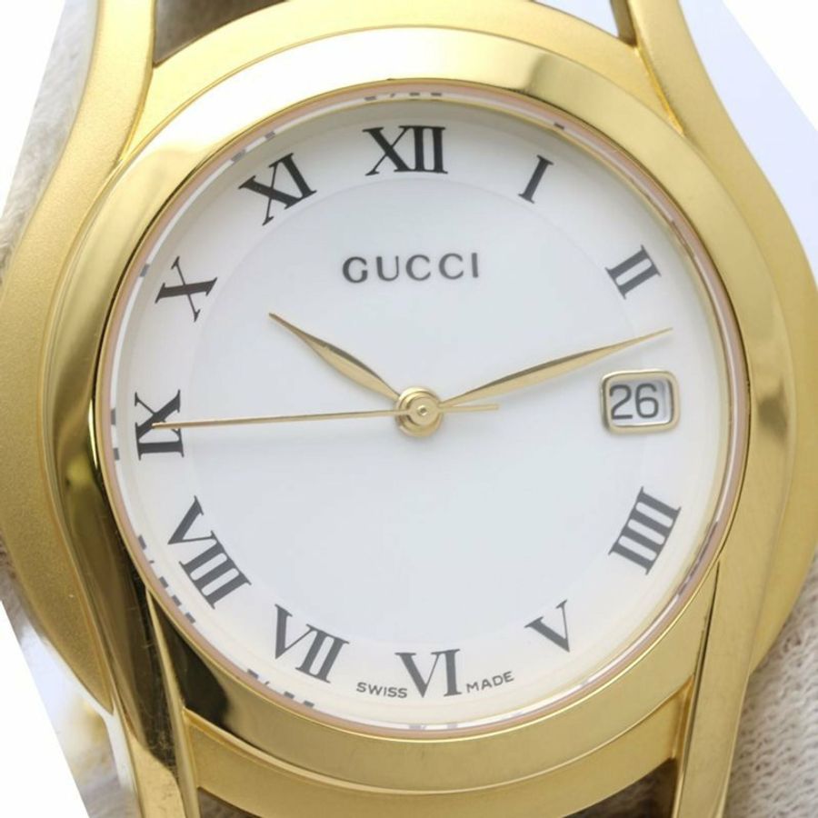 GUCCI G-Class 5400M 女士腕錶,不鏽鋼錶殼搭配皮革錶帶,型號 130560-5