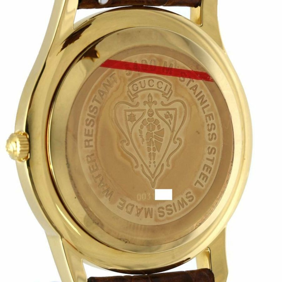 GUCCI G-Class 5400M 女士腕錶,不鏽鋼錶殼搭配皮革錶帶,型號 130560-6
