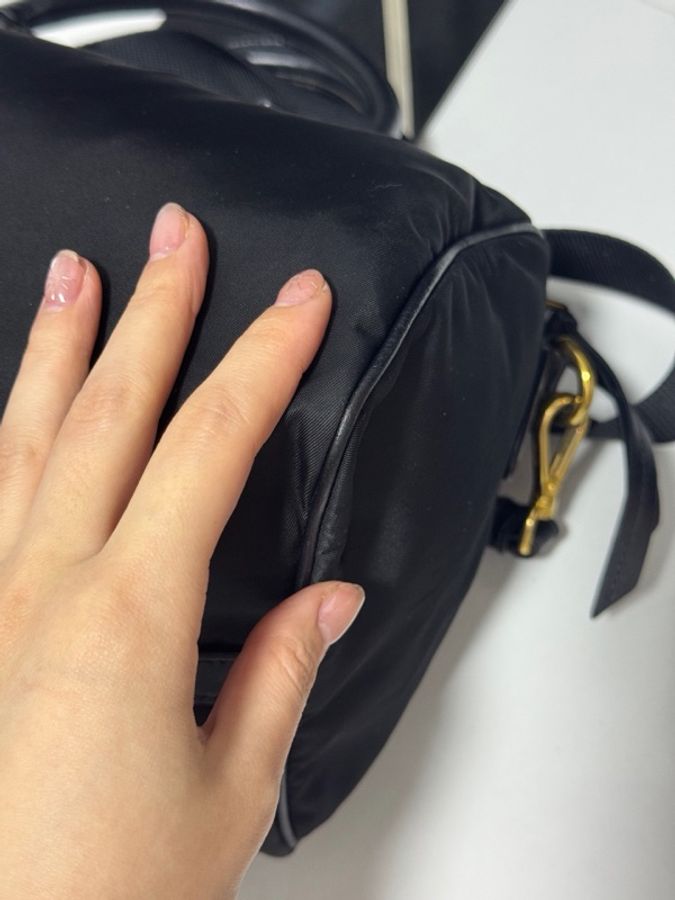 Prada 普拉達 降落傘布黑色手提單肩波士頓包 28x16-8