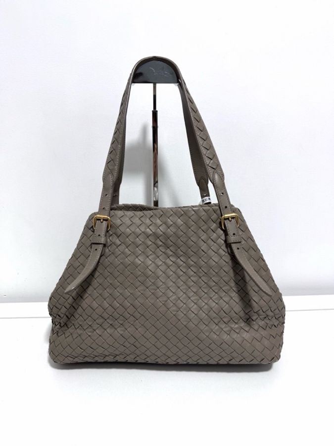 Bottega Veneta 葆蝶家 灰色編織托特包 雙橋 33x21-1
