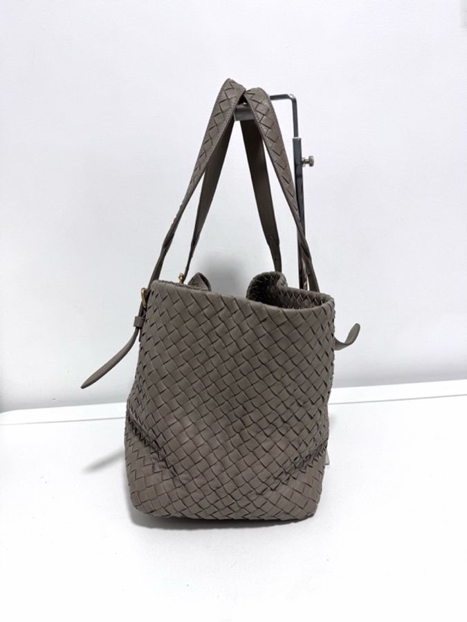 Bottega Veneta 葆蝶家 灰色編織托特包 雙橋 33x21-3