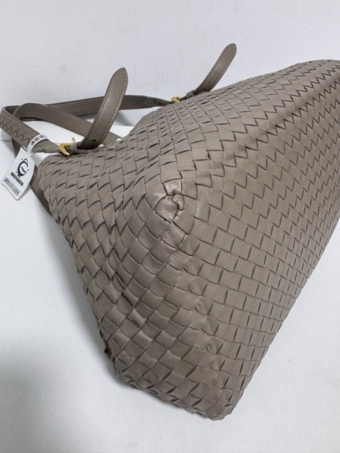 Bottega Veneta 葆蝶家 灰色編織托特包 雙橋 33x21-8