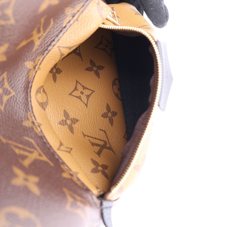 LOUIS VUITTON LV 路易威登 Palm Springs PM 後背包 棕色 原花帆布 黑色 牛皮 M44870-3