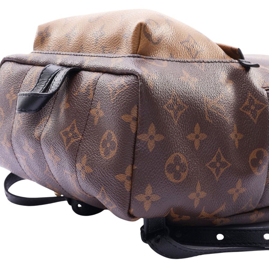 LOUIS VUITTON LV 路易威登 Palm Springs PM 後背包 棕色 原花帆布 黑色 牛皮 M44870-8