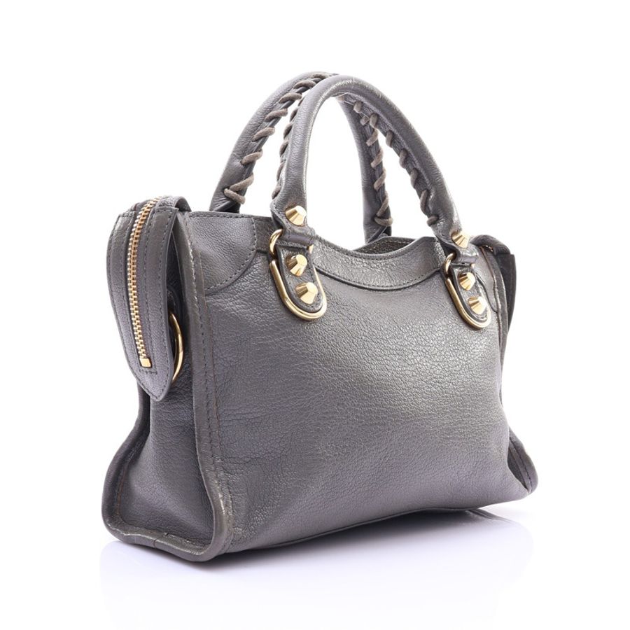 BALENCIAGA 巴黎世家 Edge Mini City 兩用包 灰色 山羊皮 390160-1