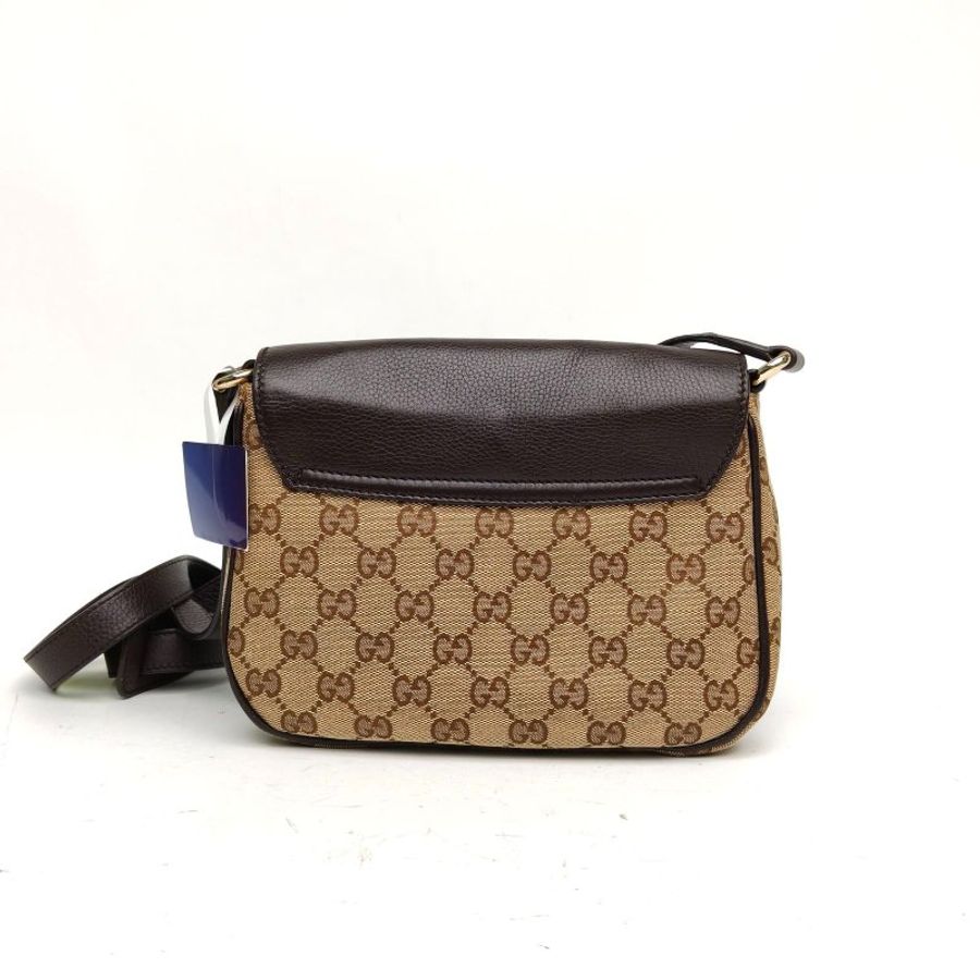 GUCCI 拼色帆布淺金扣斜挎包肩背包-2