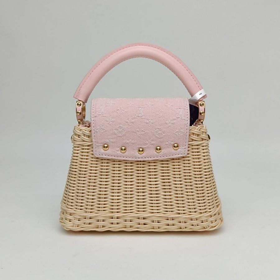 LOUIS VUITTON CapucinesMini21拼色牛皮革/牛仔布金扣晶片肩背包-2