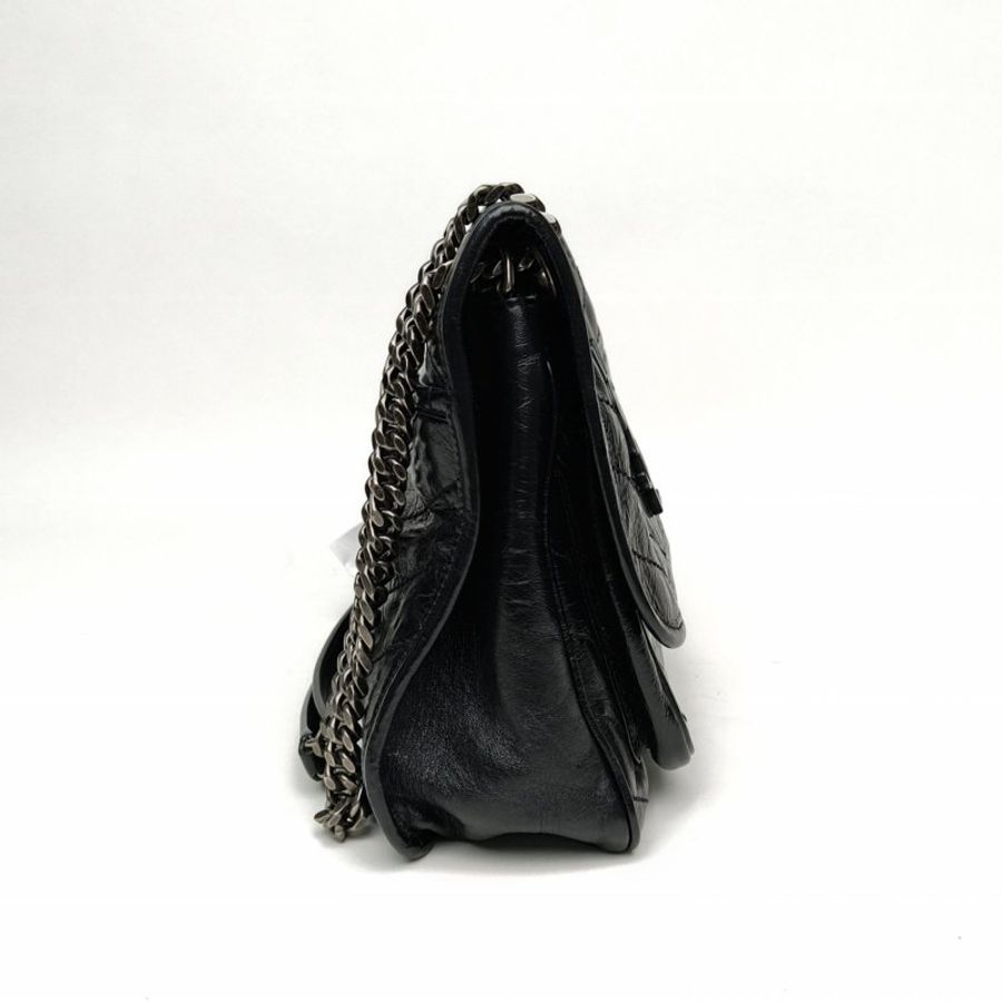 SAINT LAURENT Niki中號28D扣黑色牛皮革黑扣肩背包-3