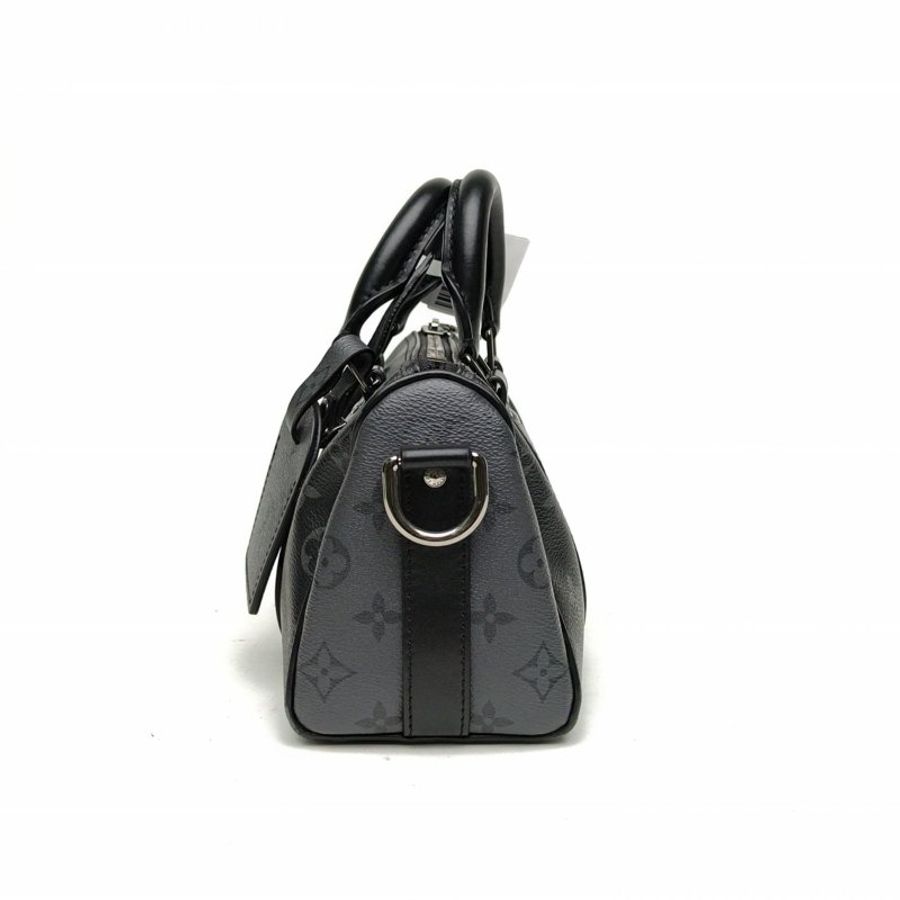 LOUIS VUITTON KEEPALL25黑色PVC晶片老花浮雕肩背包-1