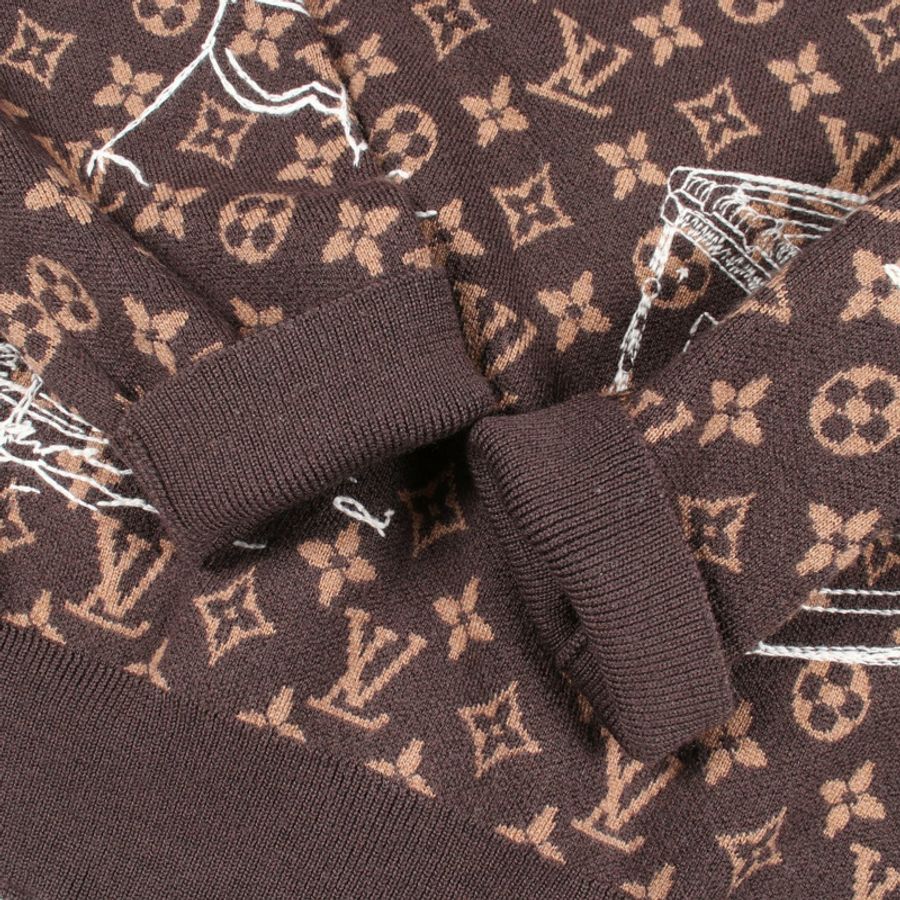 路易威登 Monogram 刺繡針織衫 RM232 ZLL HPN95W 羊毛棕色 二手-8
