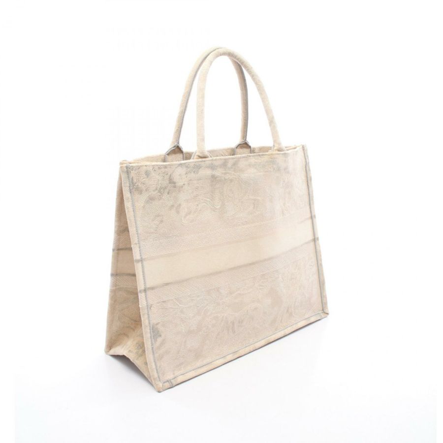 Christian Dior BOOK TOTE 大方形手提包 帆布 米色 灰色 二手 女士-1