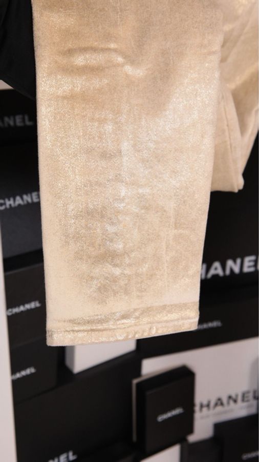 Alexander McQueen 米色烫金紧身裤长裤-50
