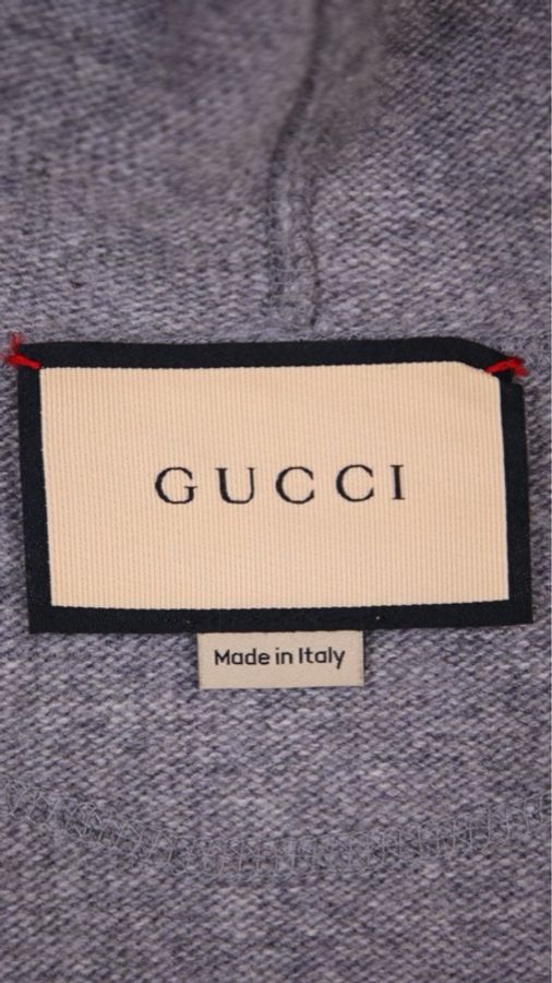 Gucci灰粉字母针织连帽毛衣上衣外套-36